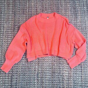 Free People Women's Easy Street Crop Pullover- Guava Juice- S